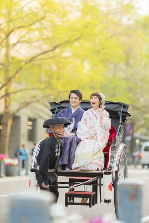 横浜で人力車に乗っての和装前撮り撮影カメラマン「横濱和日」